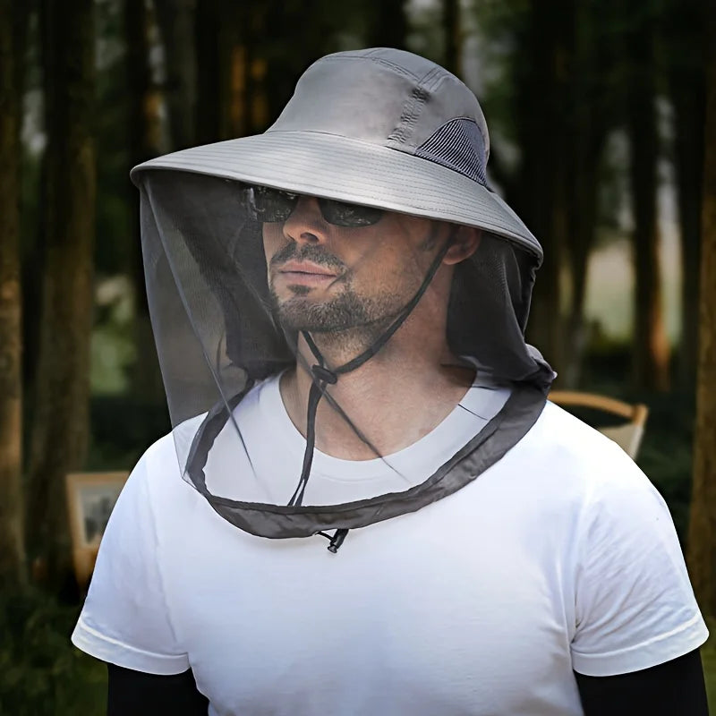 UV Schutz Hut mit Gesichtsschutz – Atmungsaktiv, Insektenschutz, breite Krempe für Outdoor, Angeln & Wandern
