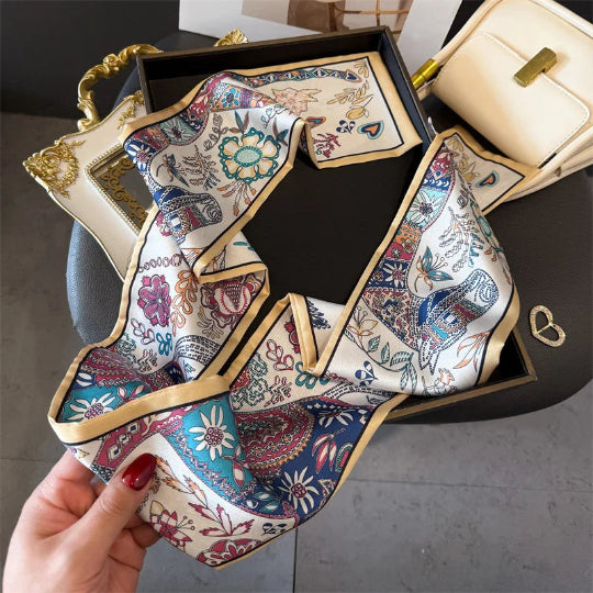 Elegantes Seidenschal-Band – Multifunktionales Accessoire für Haare, Handgelenk & Tasche
