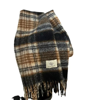 Retro-Karoschal – Verdickter Mohair-Rundschal für Herbst & Winter