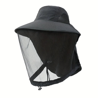 UV Schutz Hut mit Gesichtsschutz – Atmungsaktiv, Insektenschutz, breite Krempe für Outdoor, Angeln & Wandern