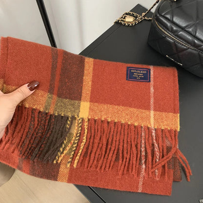Eleganter Schal im England-Stil – Klassischer Karoschal mit Fransen für Herbst & Winter