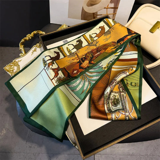 Elegantes Seidenschal-Band – Multifunktionales Accessoire für Haare, Handgelenk & Tasche