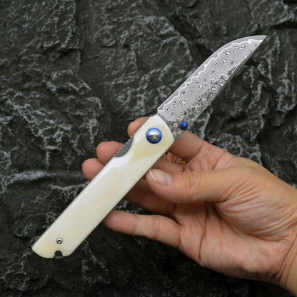 Damaszener Stahl Klappmesser – faltbar & tragbar